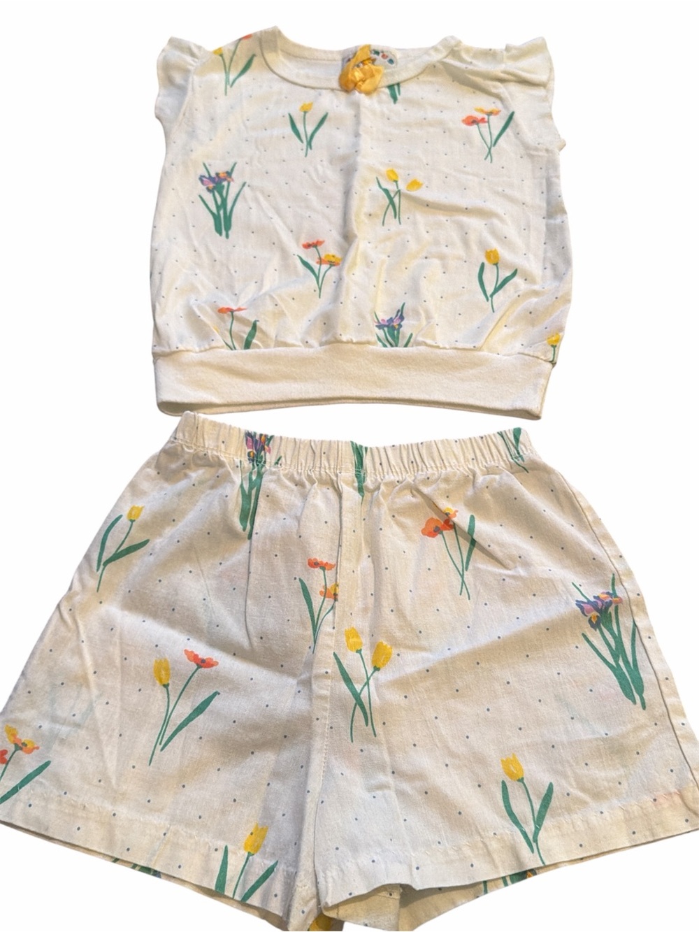 Vintage Girls Two-Piece Floral Tank & Shorts Set  Flower Print Size 6